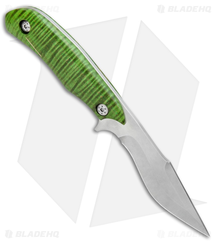 Skelton Bladeworks HellRaiser V2 Fixed Blade Curly Maple Green (4.13" Satin)