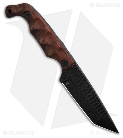 Stroup Knives Bravo 5 Tanto Fixed Blade Knife Wood (3.5" Black Stonewash)