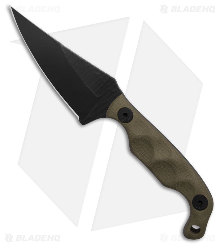 Stroup Knives Mini Mod 1 Fixed Blade Knife OD Green G-10 (3" Black)