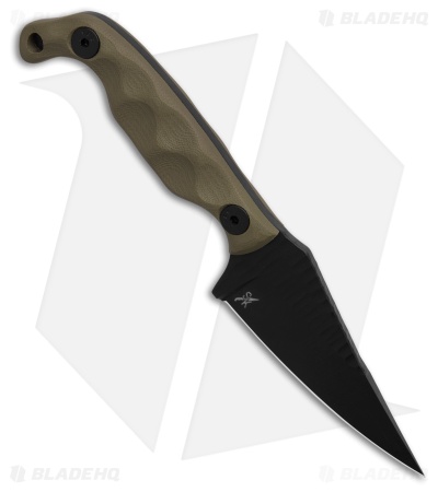 Stroup Knives Mini Mod 1 Fixed Blade Knife OD Green G-10 (3" Black)