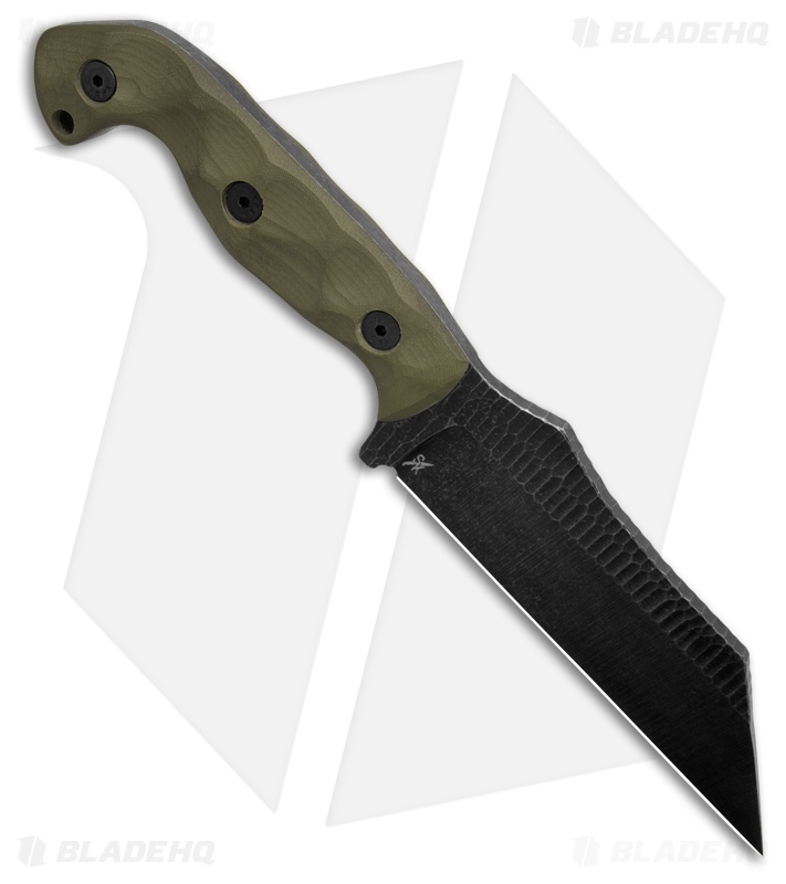 Stroup Knives TU3 Wharncliffe Fixed Blade Knife OD Green G-10 (5" Black SW)