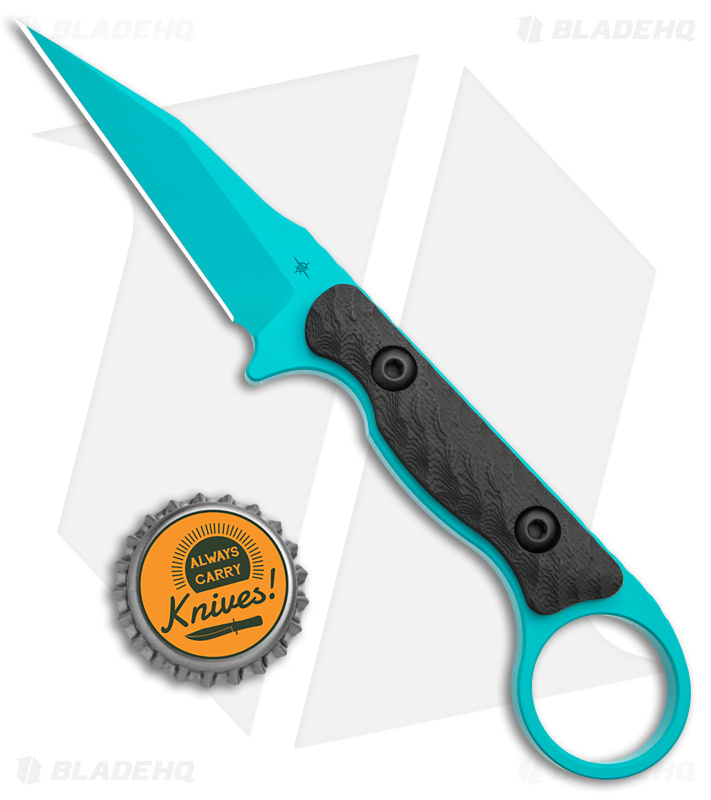 Toor Knives Jank Shank Tactical Fixed Blade Knife Black G-10 (3" Teal)