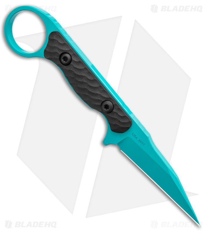 Toor Knives Jank Shank Tactical Fixed Blade Knife Black G-10 (3" Teal)
