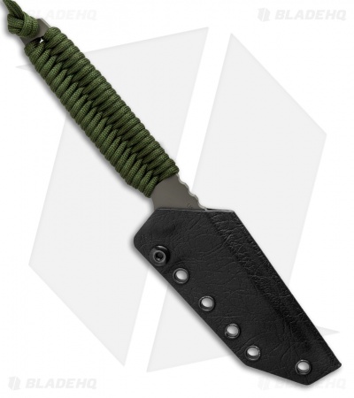 Toor Knives Kingpin Tanto Fixed Blade Knife Ranger Green Paracord (4" Gray)