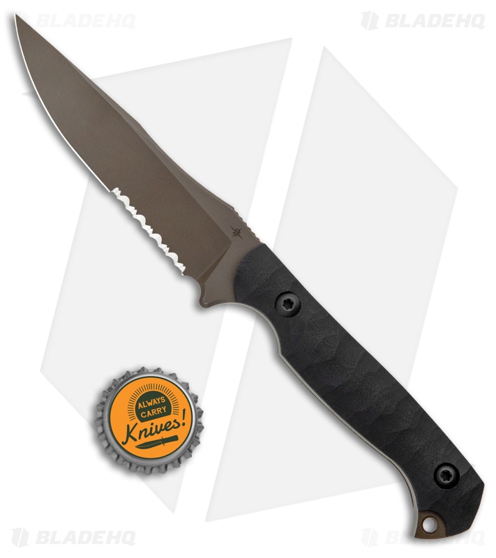 Toor Knives Krypteia JD35S Fixed Blade Knife Black G-10 (4" Bronze Serrated)
