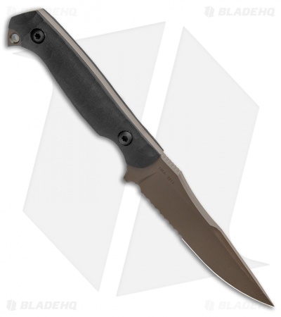 Toor Knives Krypteia JD35S Fixed Blade Knife Black G-10 (4" Bronze Serrated)