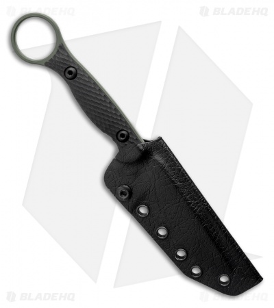 Toor Knives Serpent Tanto Fixed Blade Knife Black G-10 (3.9" Caiman Green)