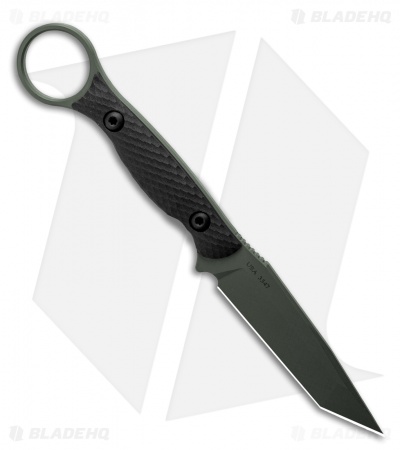 Toor Knives Serpent Tanto Fixed Blade Knife Black G-10 (3.9" Caiman Green)