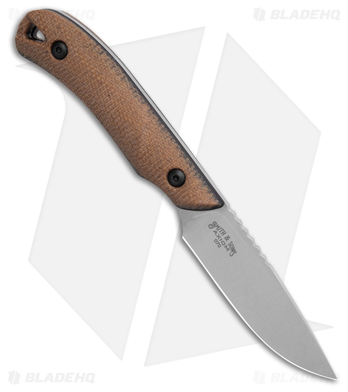 White River Axiom Fixed Blade Knife Natural Canvas Micarta/Blk Liners  (2.9" SW)