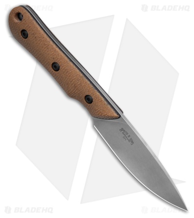 White River Brave Fixed Blade Knife Natural Canvas Micarta/Blk Liners (3.5 SW)
