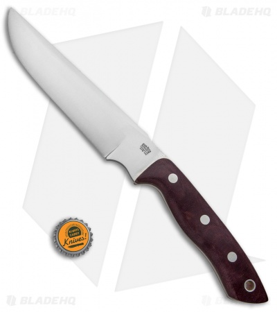 Bark River STS-7.5 Fixed Blade Knife Burgundy Canvas Micarta (7.5" Satin)
