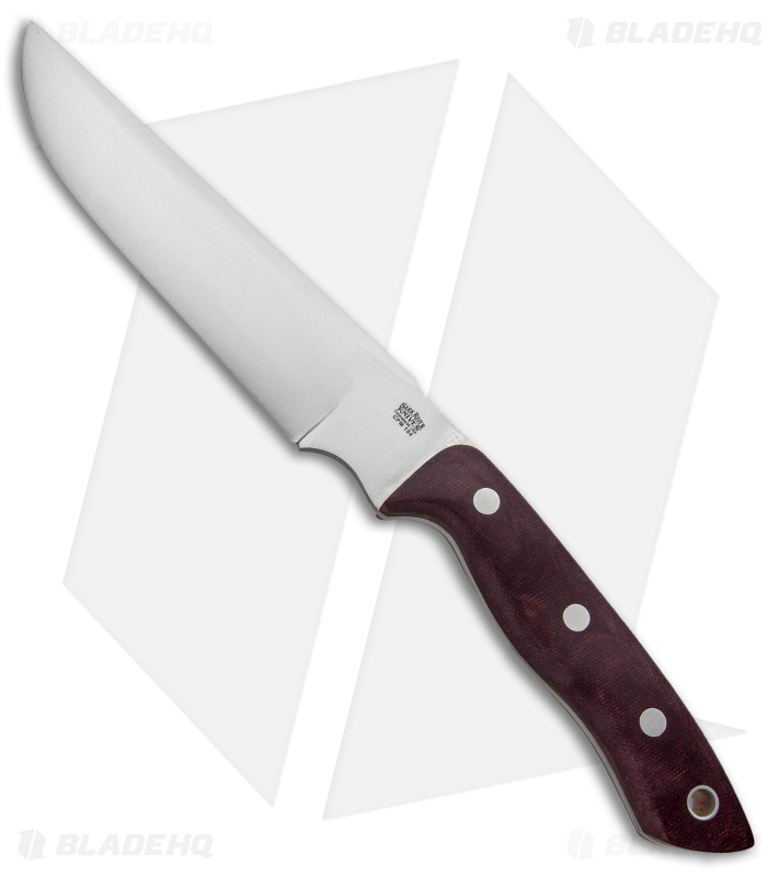 Bark River STS-7.5 Fixed Blade Knife Burgundy Canvas Micarta (7.5" Satin)