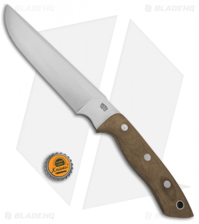 Bark River STS-7.5 Fixed Blade Knife Natural Canvas Micarta (7.5" Satin)