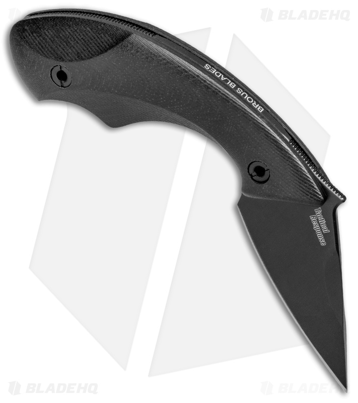 Brous Blades Yeager MFCEO Fixed Blade Knife Black G10 (2.5" Blackout) Blade HQ