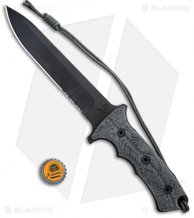 Chris Reeve Knives Green Beret Fixed Blade Knife Black Micarta (7" Black Serr)