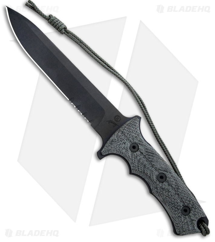 Chris Reeve Knives Green Beret Fixed Blade Knife Black Micarta (7" Black Serr)