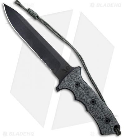 Chris Reeve Knives Green Beret Fixed Blade Knife Black Micarta (7" Black Serr)