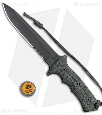 Chris Reeve Knives Green Beret Fixed Blade Knife (7" Black Serr)