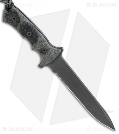 Chris Reeve Knives Green Beret Fixed Blade Knife (7" Black Serr)