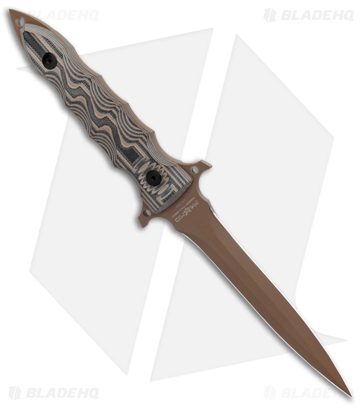 Fox Knives Modras Dagger Fixed Blade Knife Blk/Tan G-10 (7" Tan) FX-508 AF   