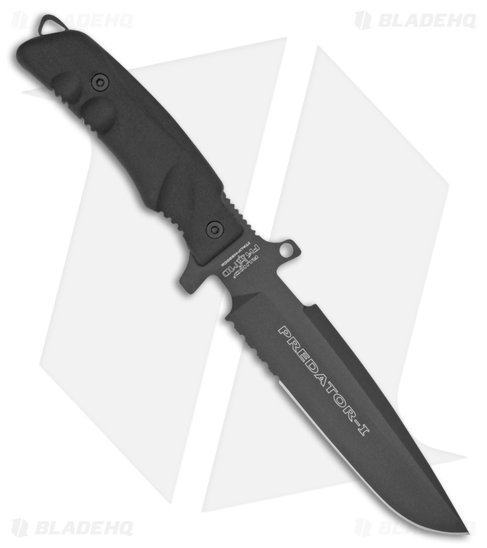 Fox Knives Predator Fighting  Fixed Blade Knife Black Forprene (6.625" Black)