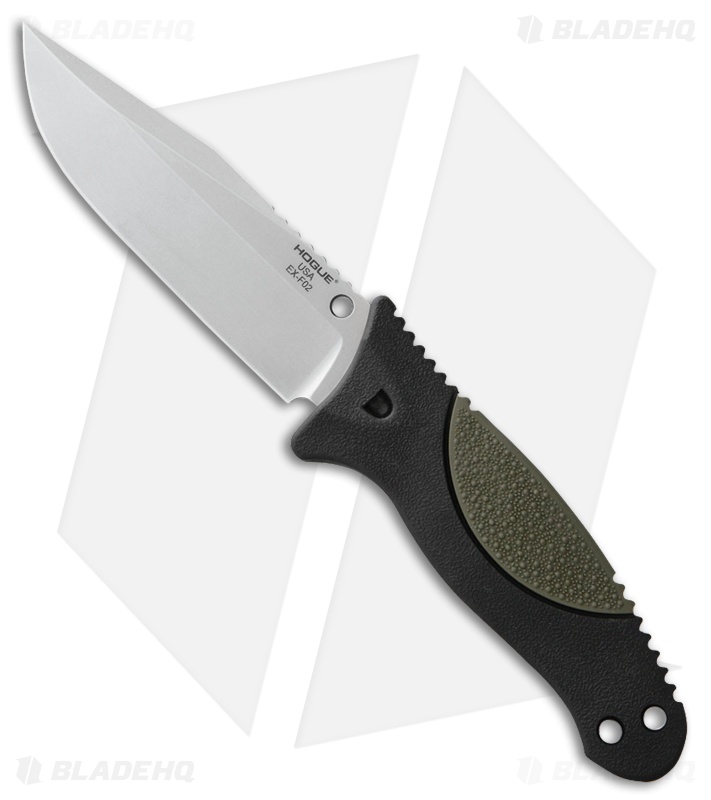 Hogue EX-F02 Clip Point Fixed Blade OD Green Polymer/Rubber (4.5" Stonewash)