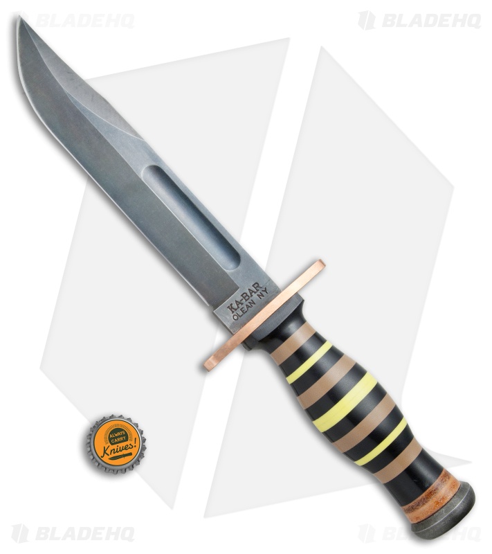 Ka-Bar Bowie Limited Edition PTK Fixed Blade Knife Stacked G-10 (7" Blued)
