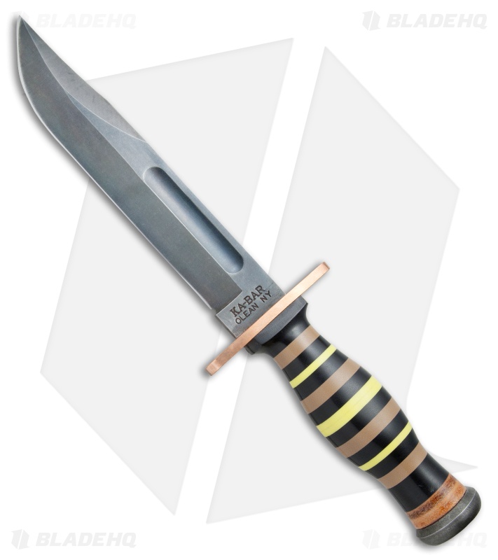 Ka-Bar Bowie Limited Edition PTK Fixed Blade Knife Stacked G-10 (7" Blued)