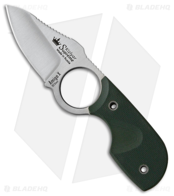 Kizlyar Supreme Knives Amigo X D2 Fixed Blade Green G-10 (2.75" Satin) KK087