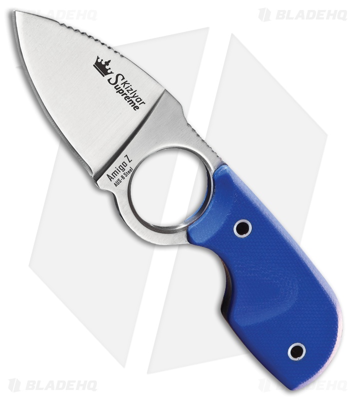 Kizlyar Supreme Knives Amigo Z AUS-8 Fixed Blade Blue G-10 (2.75" Satin) KK096