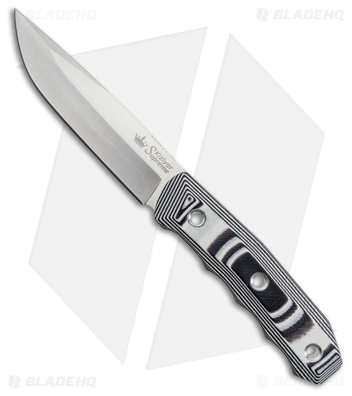 Kizlyar Supreme Echo Niolox Fixed Blade Knife White/Black G-10 (4.5" Satin)