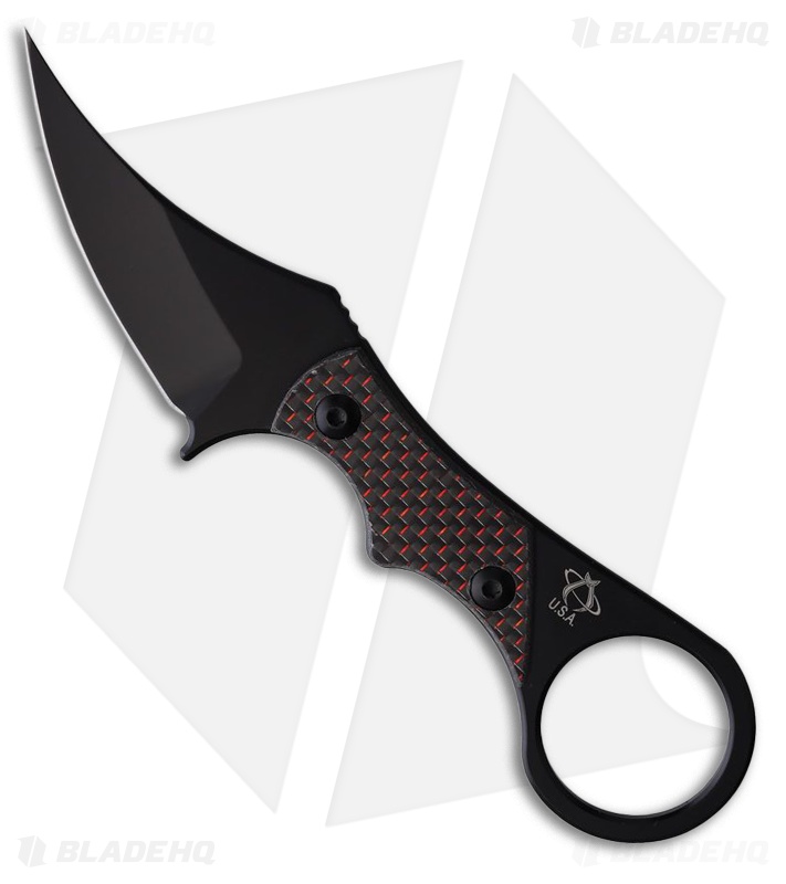 Mantis Sabot III Fixed Blade Karambit Knife Black/Red Twill CF (2.7" Black)