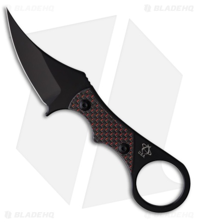 Mantis Sabot III Fixed Blade Karambit Knife Black/Red Twill CF (2.7" Black)