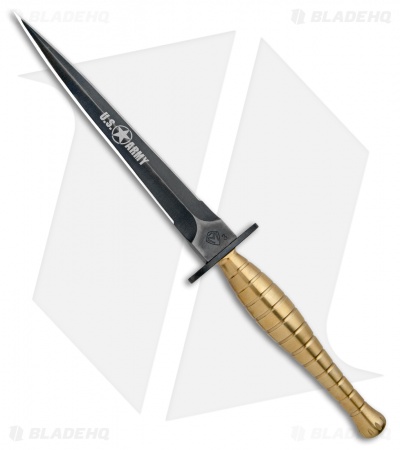 Medford FS Commando ARMY Dagger Fixed Blade Knife Brass (7" Black) 