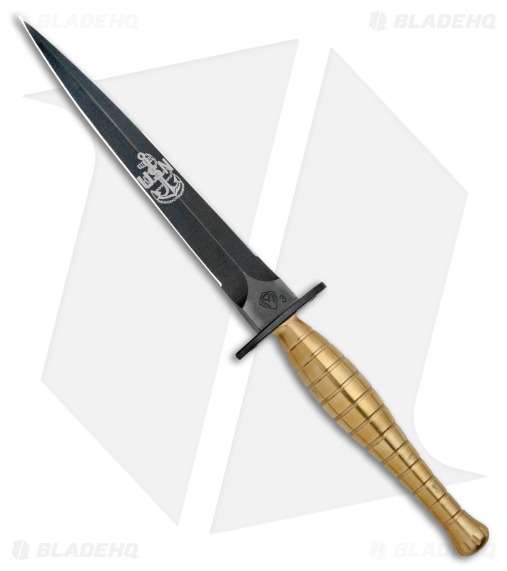 Medford FS Commando SEALS Dagger Fixed Blade Knife Brass (7" Black)