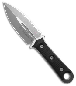 Microtech Borka SBD D/E Fixed Blade Knife Black G-10 (4.4" AP Fully Serrated)