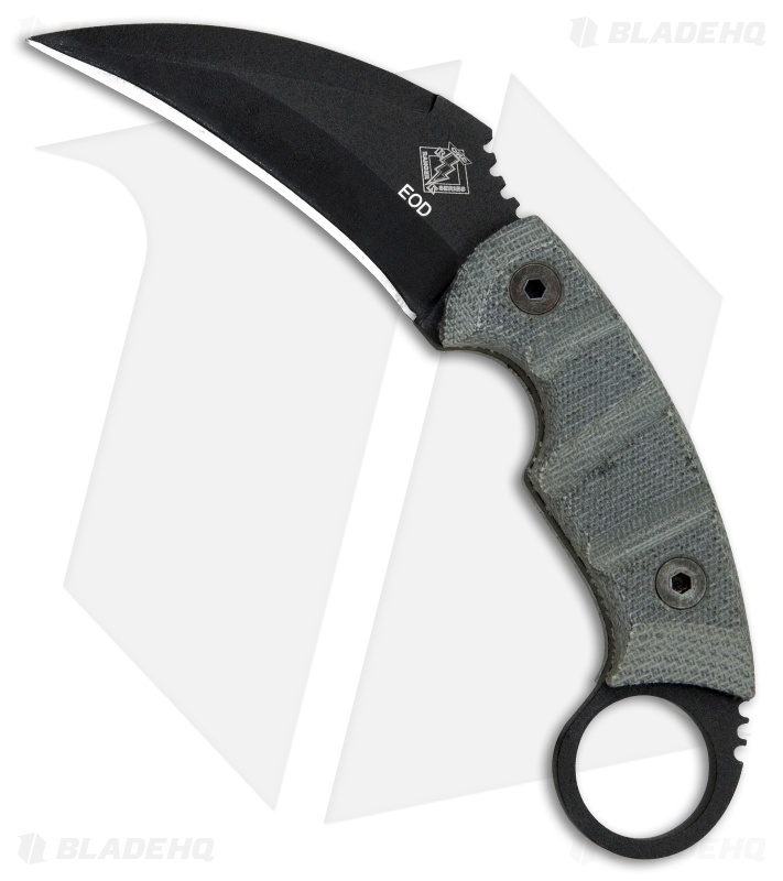 Ontario Ranger Karambit EOD Knife Micarta w/ Nylon Sheath (3.5" Black) 8672