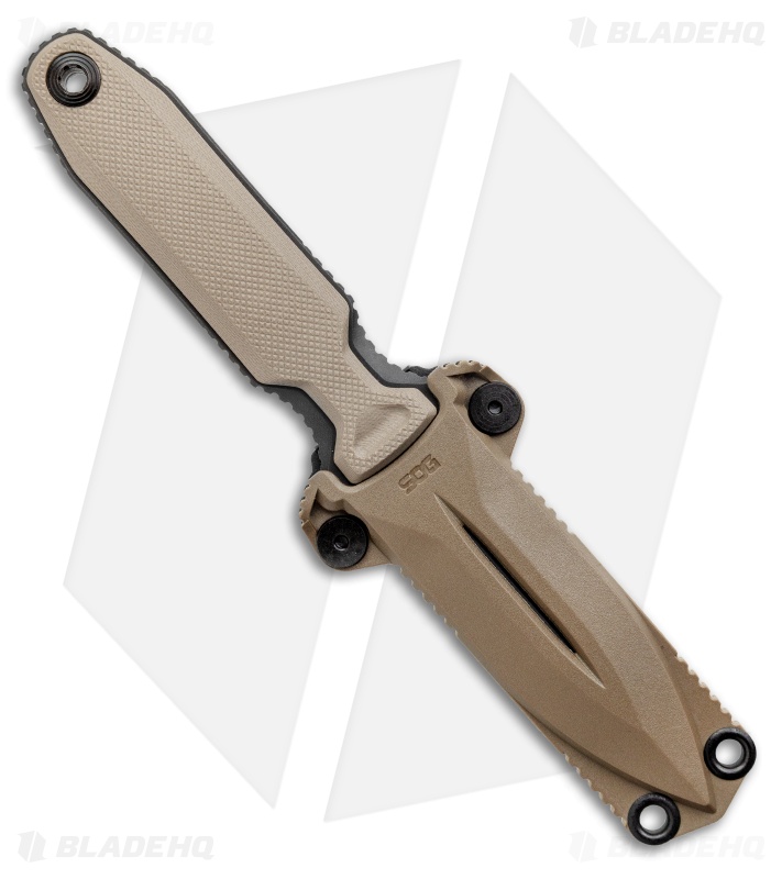 SOG Pentagon FX Covert Fixed Blade Knife Flat Dark Earth (3.5" Black)