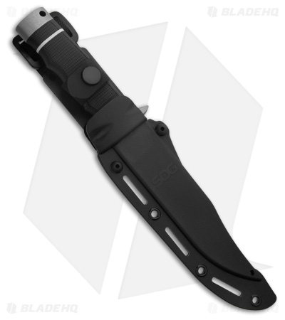 SOG Tech Bowie Fixed Blade Knife Black Kraton (6.4" Stonewash AUS-8)