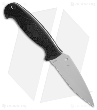 Spyderco Jumpmaster 2 Fixed Blade Knife Black FRN (4.5" Satin Serr) FB24SBK2