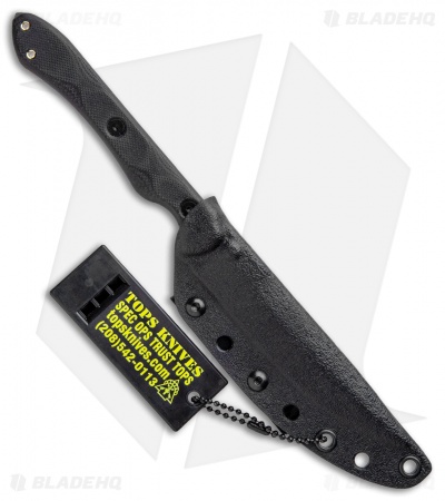 TOPS Knives Rapid Strike D/E Fixed Blade Knife Black G-10 (4.1" Black SW)