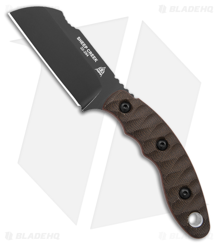 TOPS Knives Sheep Creek Fixed Blade Knife Green/Tan Micarta (3.75" Black)