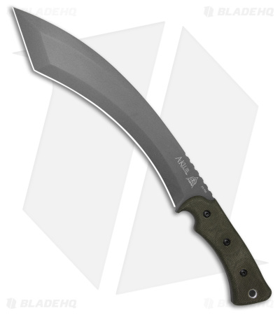 Tops Knives A-Klub Tungsten Fixed Blade Knife Grn Micarta (12"Tungsten Cerakote)