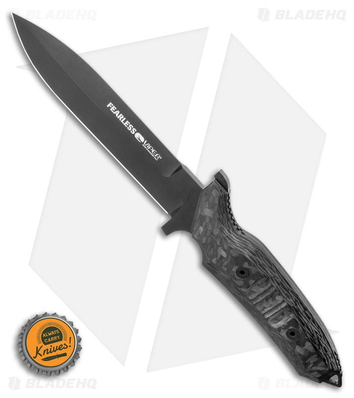 Viper Knives Fearless Fixed Blade Knife Carbon Fiber (6" Black)
