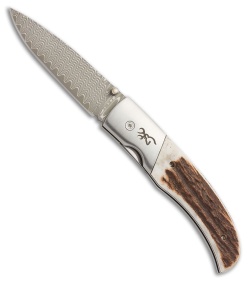Browning Illusion Stag Liner Lock Knife (3" Damascus)