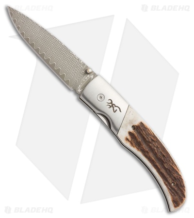 Browning Illusion Stag Liner Lock Knife (3" Damascus)