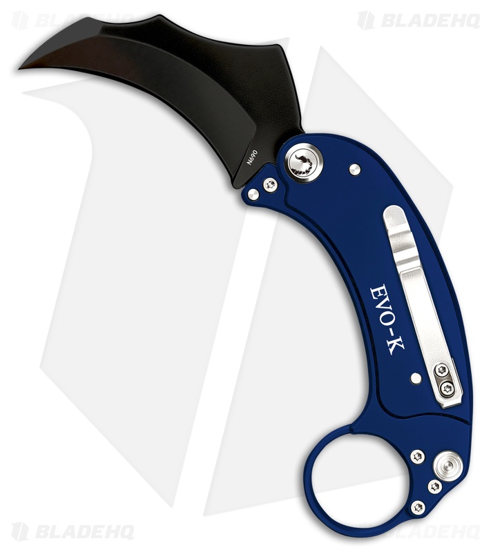 Exoskeleton Knives EVO-K Gravity Karambit Knife Deep Blue Aluminum (2.5" Black)