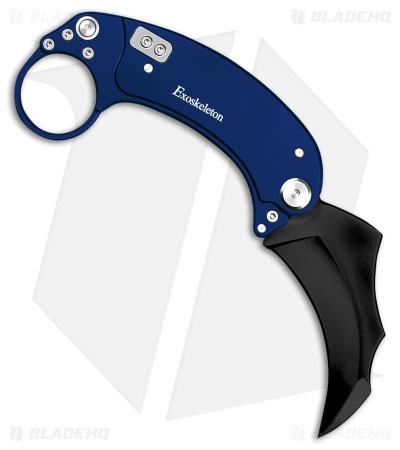 Exoskeleton Knives EVO-K Gravity Karambit Knife Deep Blue Aluminum (2.5" Black)