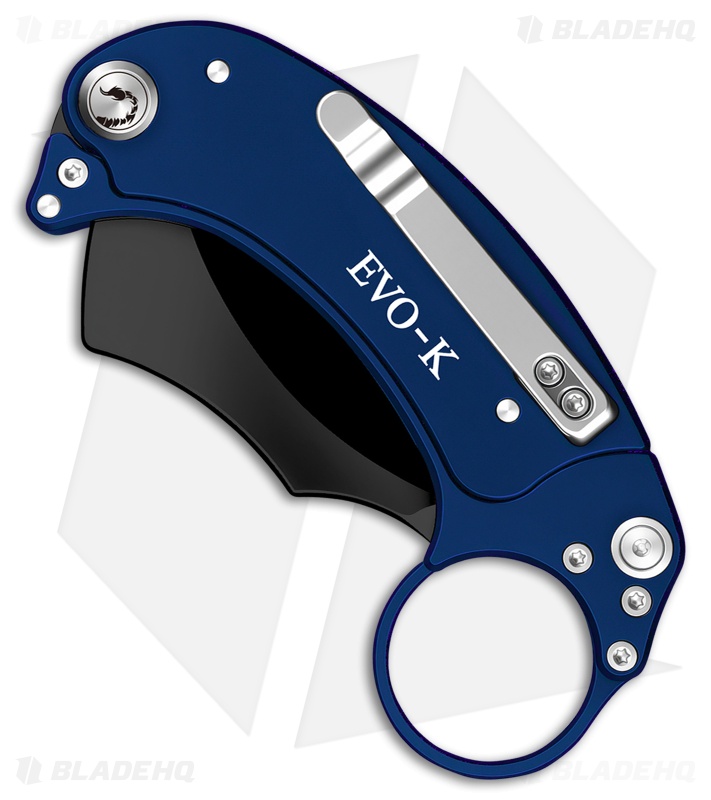 Exoskeleton Knives EVO-K Gravity Karambit Knife Deep Blue Aluminum (2.5" Black)