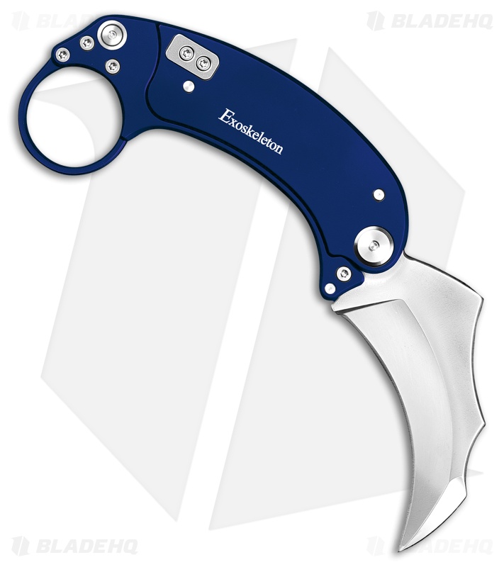 Exoskeleton Knives EVO-K Gravity Karambit Knife Deep Blue Aluminum (2.5" Satin)